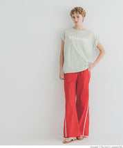 French sleeve fold-back short-sleeved LOGO T-shirt