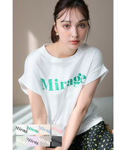 French sleeve fold-back short-sleeved LOGO T-shirt