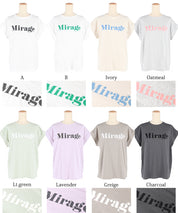 French sleeve fold-back short-sleeved LOGO T-shirt