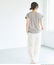 French sleeve fold-back short-sleeved LOGO T-shirt