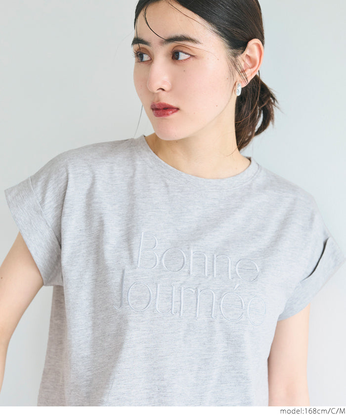 Embroidered French Sleeve Logo T-Shirt