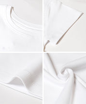 Solid color cotton slim-fit cropped basic T-shirt