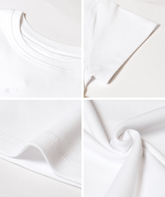 Solid color cotton slim-fit cropped basic T-shirt