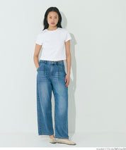 Solid color cotton slim-fit cropped basic T-shirt