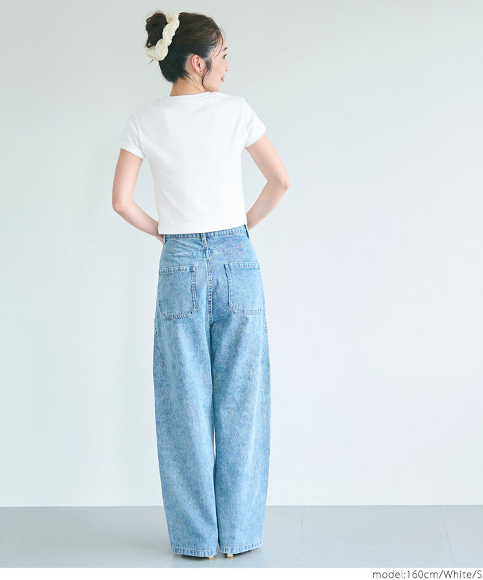 Solid color cotton slim-fit cropped basic T-shirt