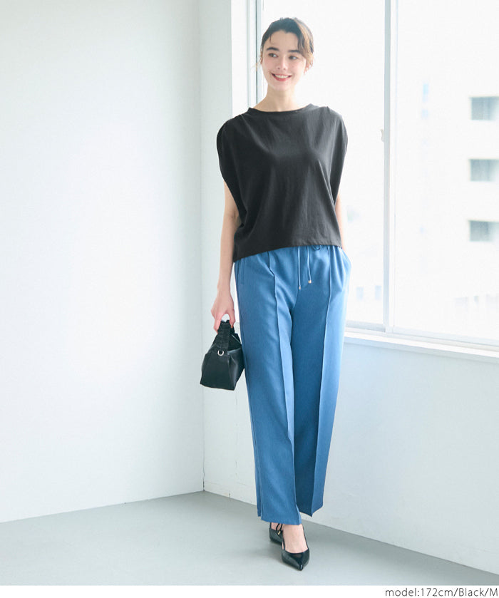 Cotton pleated sleeveless tank top