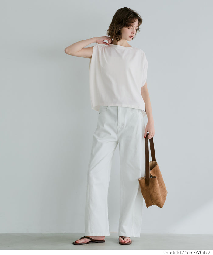 Cotton pleated sleeveless tank top