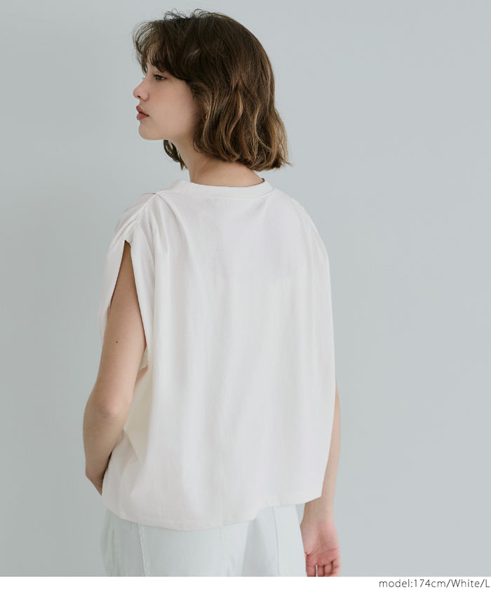 Cotton pleated sleeveless tank top