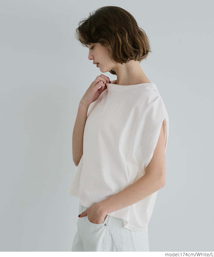 Cotton pleated sleeveless tank top