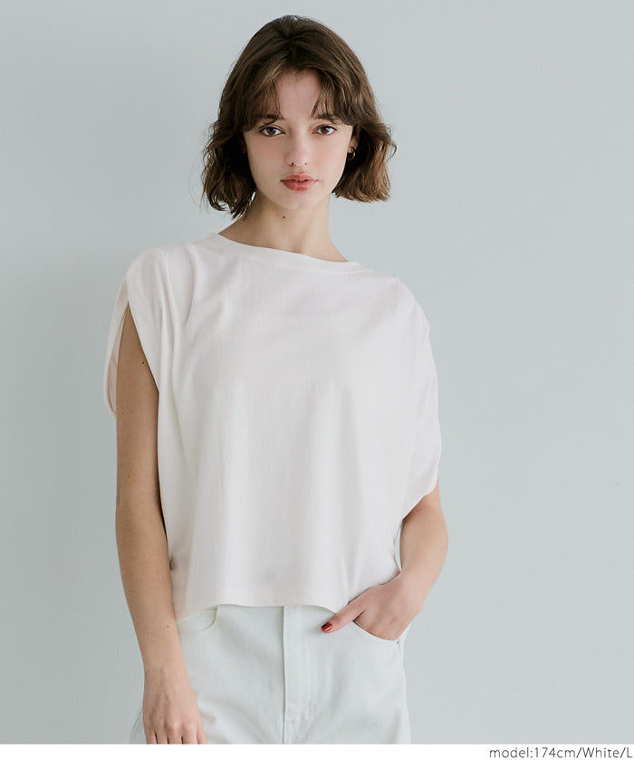 Cotton pleated sleeveless tank top