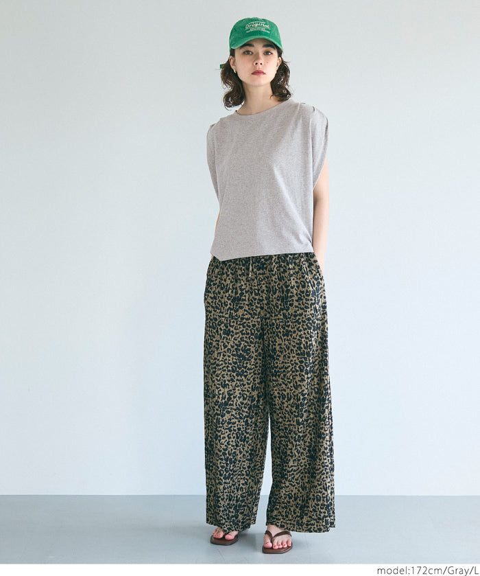 Cotton pleated sleeveless tank top