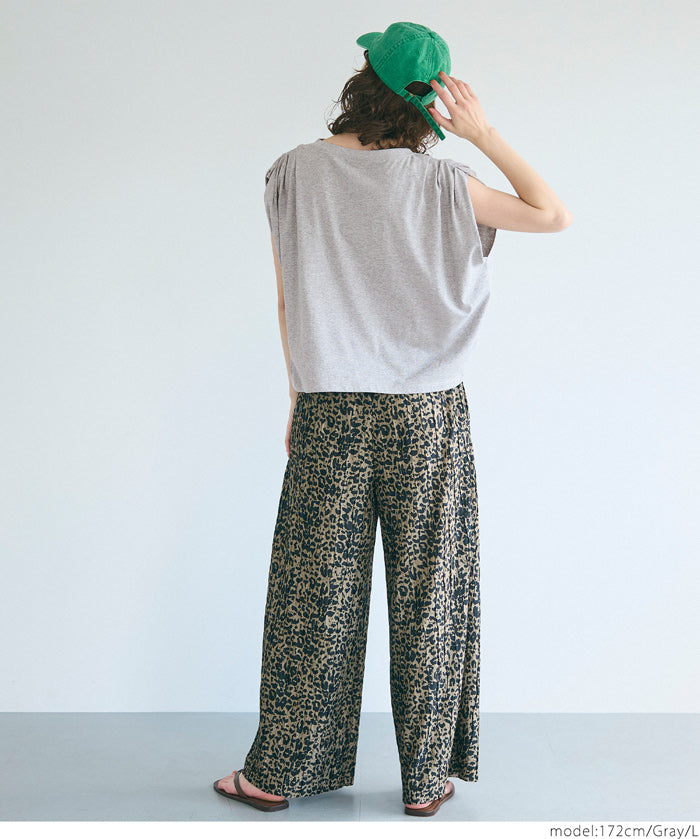 Cotton pleated sleeveless tank top