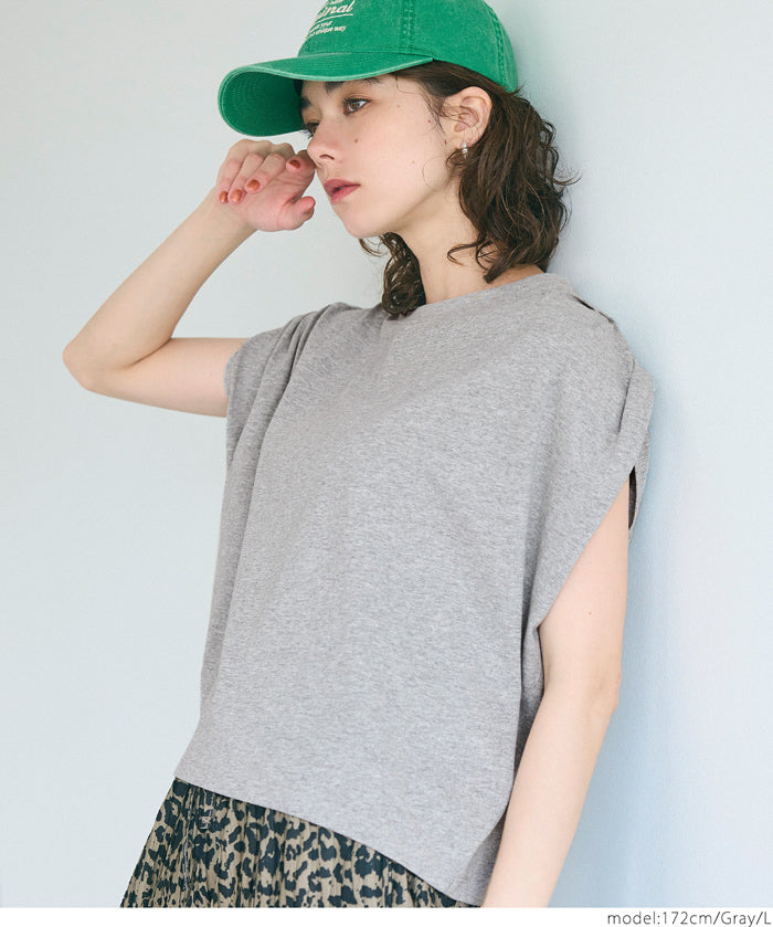 Cotton pleated sleeveless tank top