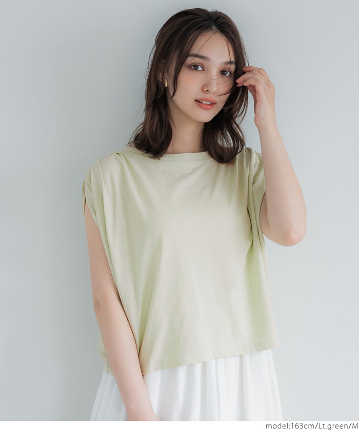 Cotton pleated sleeveless tank top