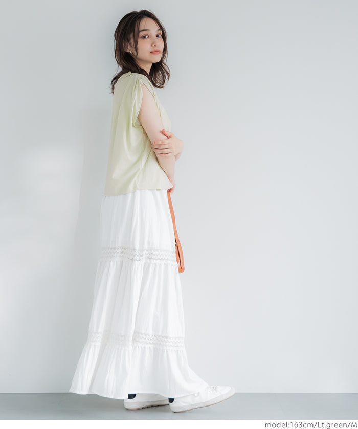 Cotton pleated sleeveless tank top