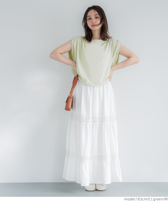 Cotton pleated sleeveless tank top