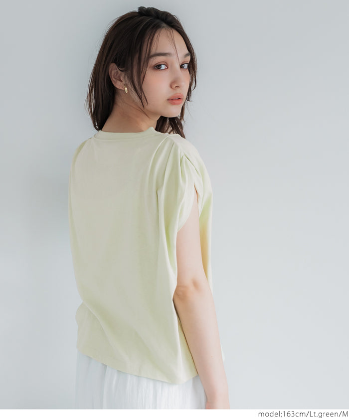 Cotton pleated sleeveless tank top