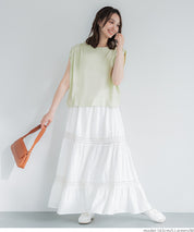 Cotton pleated sleeveless tank top