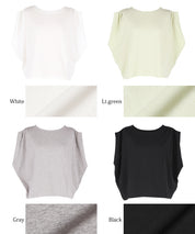 Cotton pleated sleeveless tank top