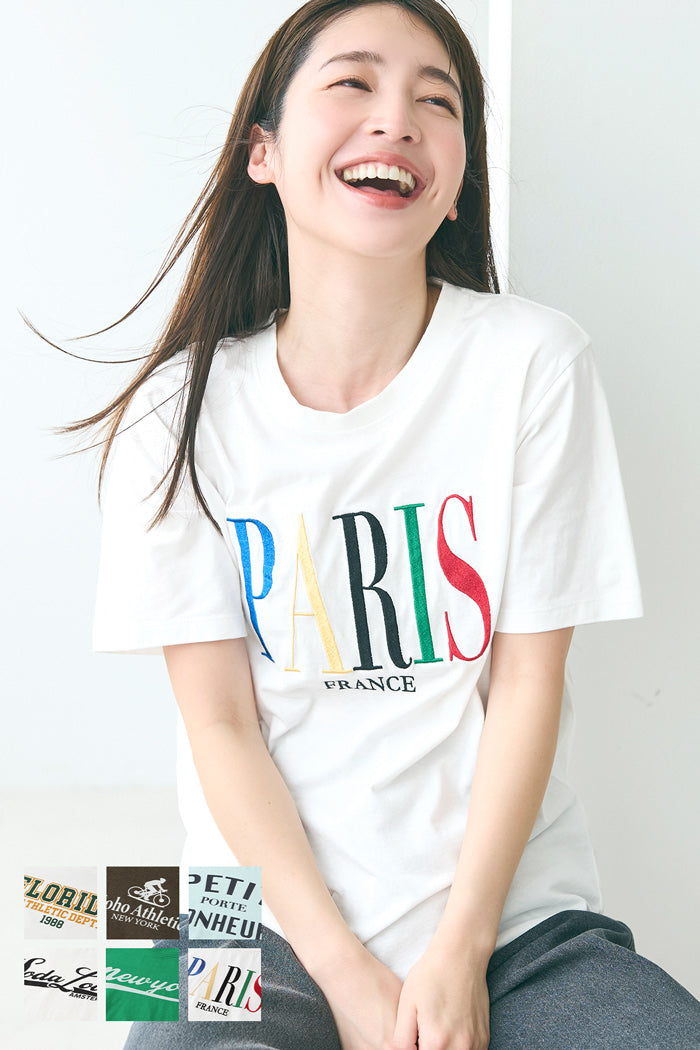 A variety of LOGO regular-fit short-sleeved T-shirts for parents and children