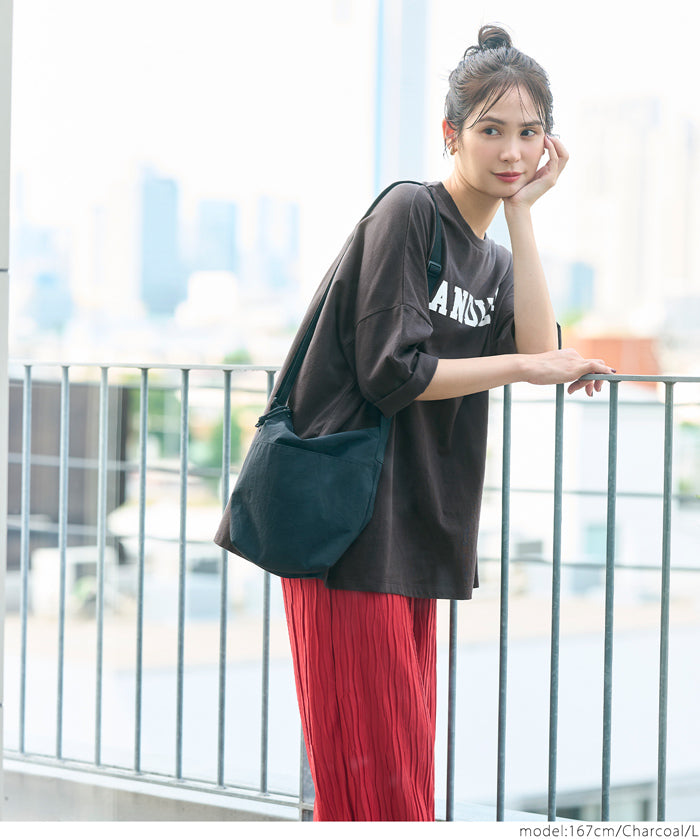 English logo half-sleeve loose T-shirt