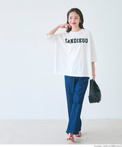 English logo half-sleeve loose T-shirt