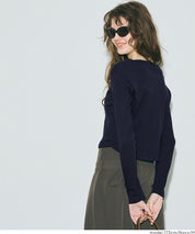 短版圓弧下擺螺紋長袖開衫