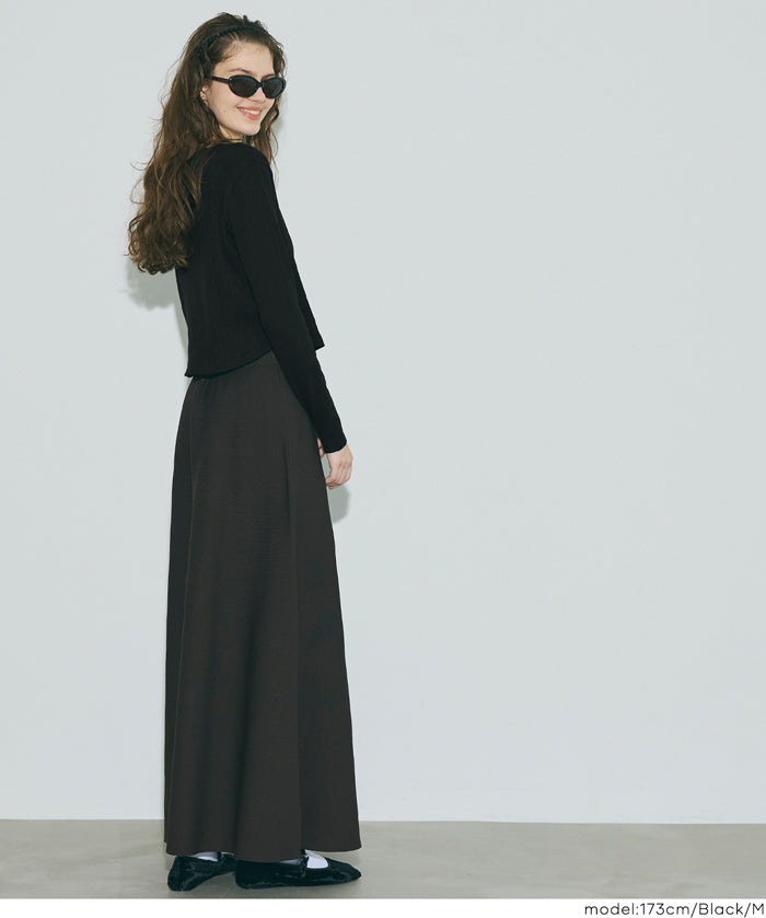 短版圓弧下擺螺紋長袖開衫