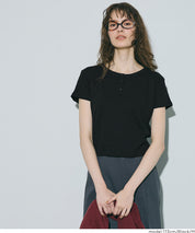 螺紋短袖亨利領上衣