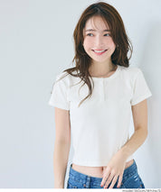 螺紋短袖亨利領上衣