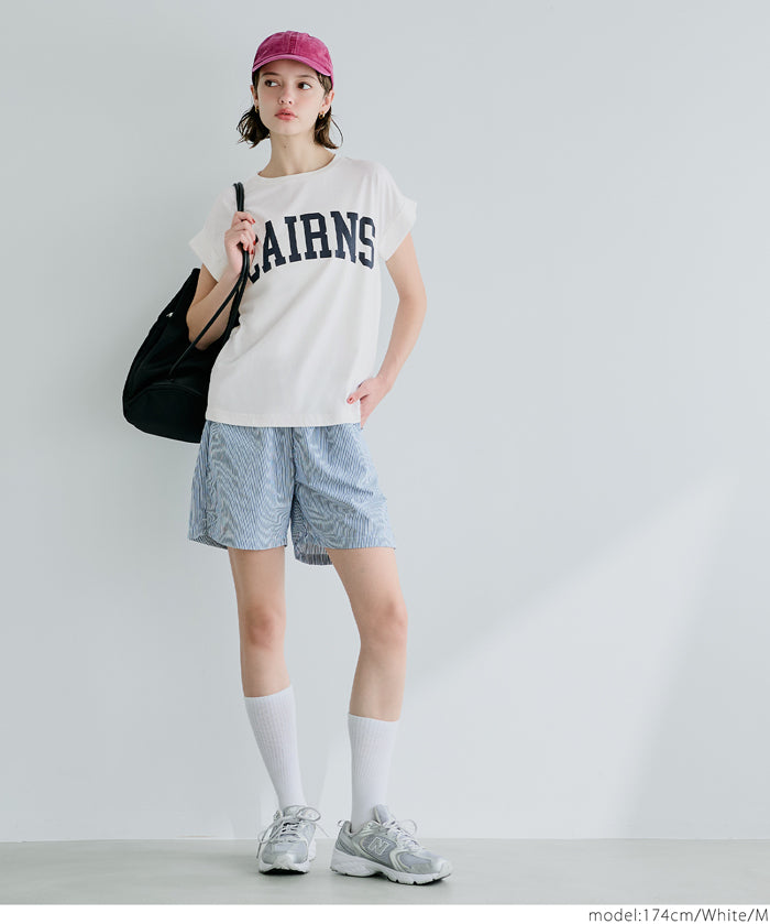 Folded French Sleeve LOGO T-Shirt Short Sleeve Top Parent-Child Outfit