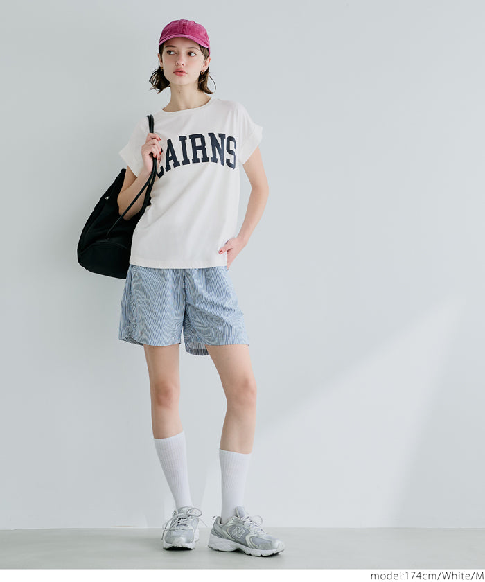 Folded French Sleeve LOGO T-Shirt Short Sleeve Top Parent-Child Outfit