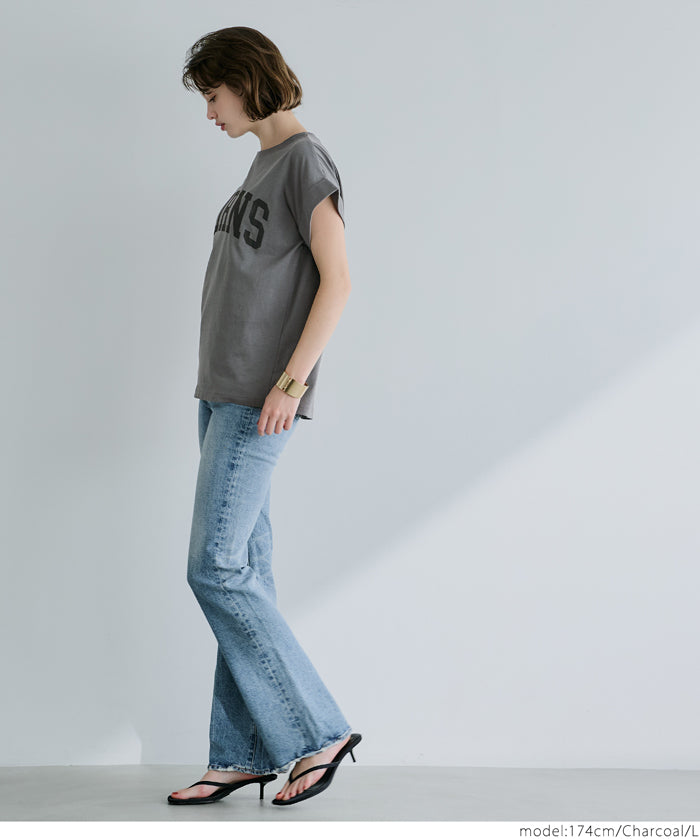 Folded French Sleeve LOGO T-Shirt Short Sleeve Top Parent-Child Outfit