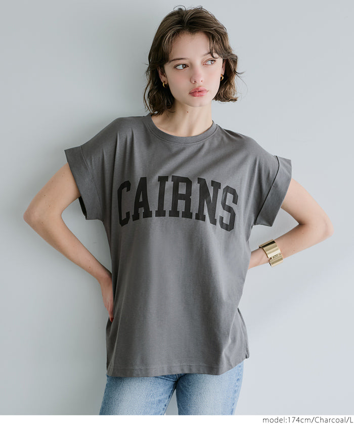 Folded French Sleeve LOGO T-Shirt Short Sleeve Top Parent-Child Outfit