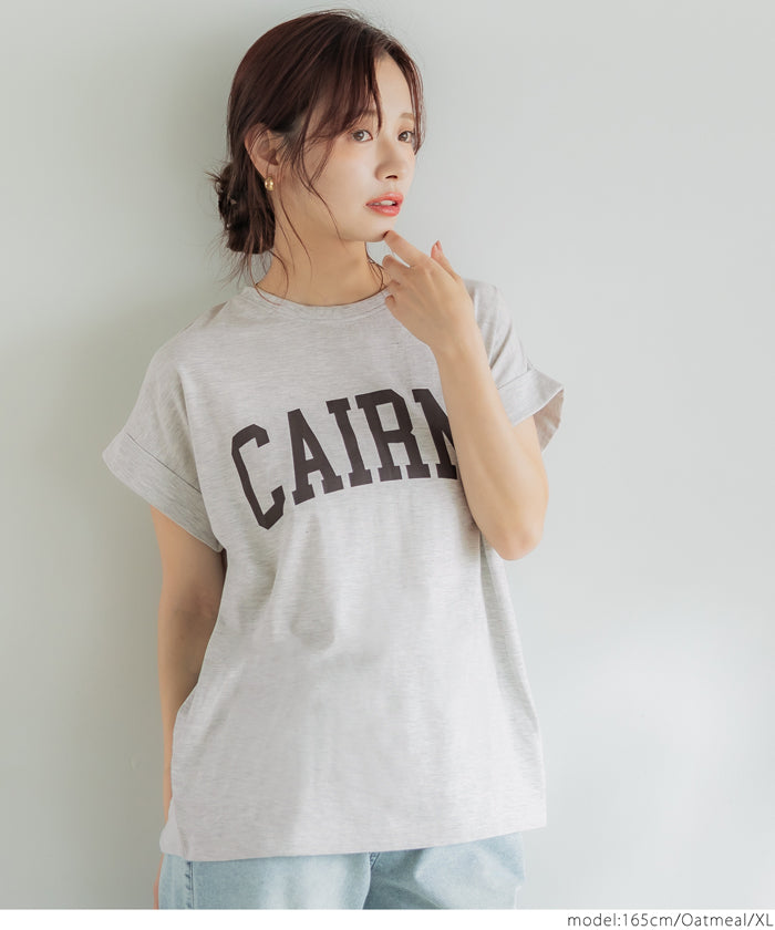 Folded French Sleeve LOGO T-Shirt Short Sleeve Top Parent-Child Outfit