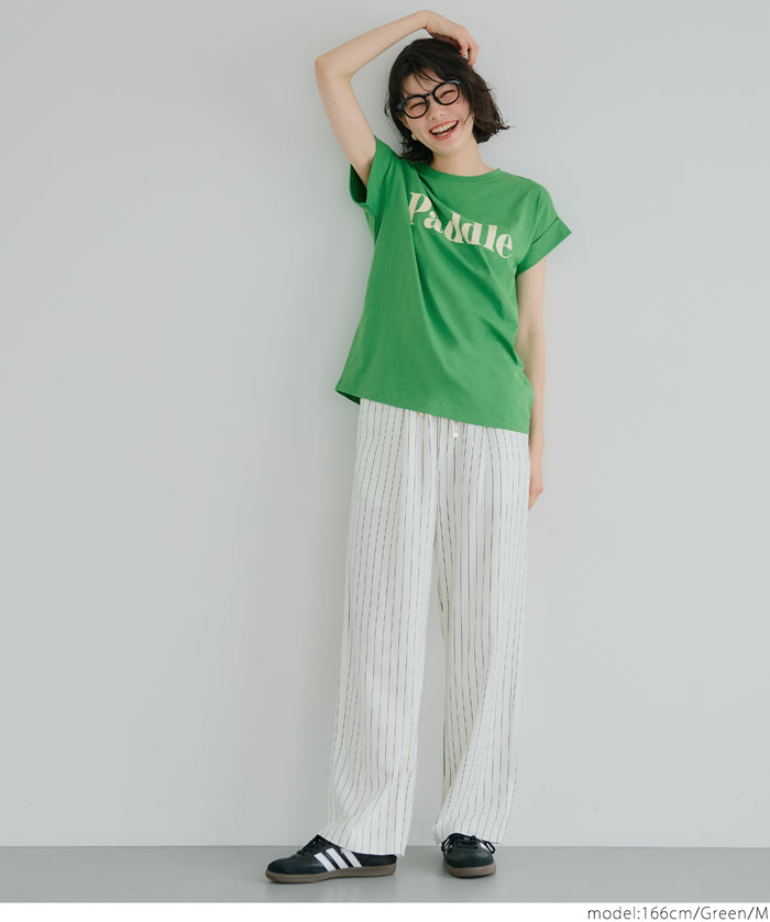 Folded French Sleeve LOGO T-Shirt Short Sleeve Top Parent-Child Outfit