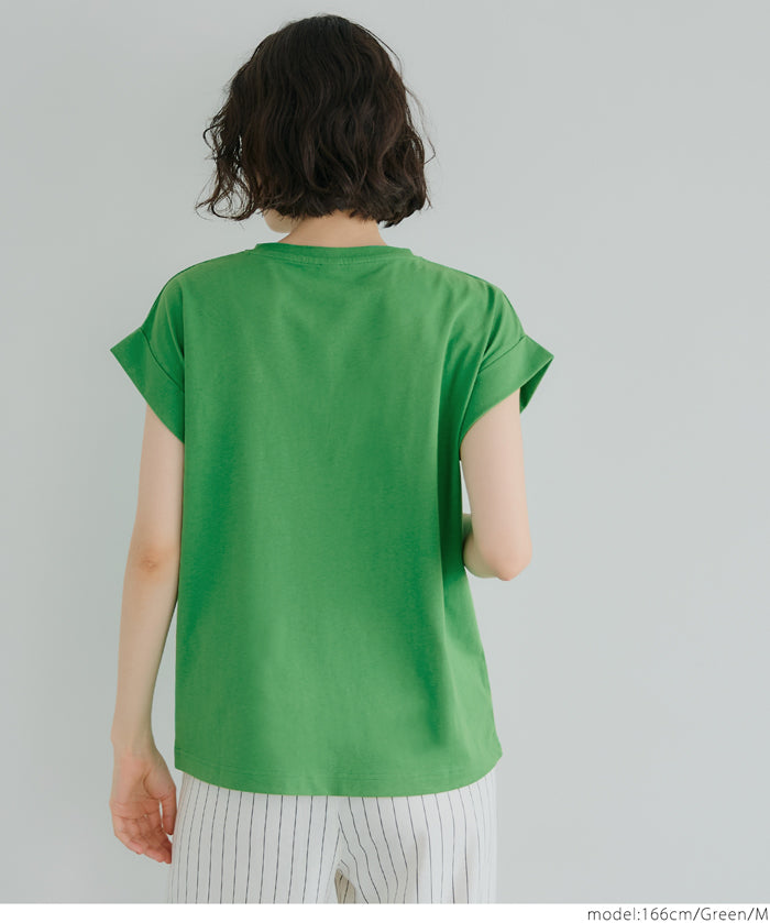 Folded French Sleeve LOGO T-Shirt Short Sleeve Top Parent-Child Outfit