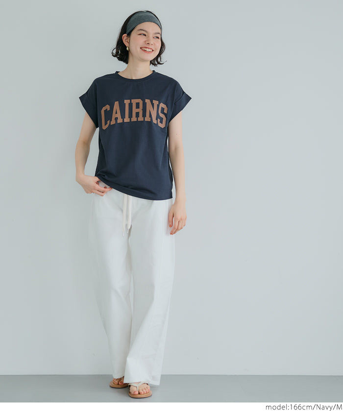 Folded French Sleeve LOGO T-Shirt Short Sleeve Top Parent-Child Outfit