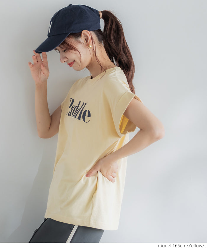 Folded French Sleeve LOGO T-Shirt Short Sleeve Top Parent-Child Outfit