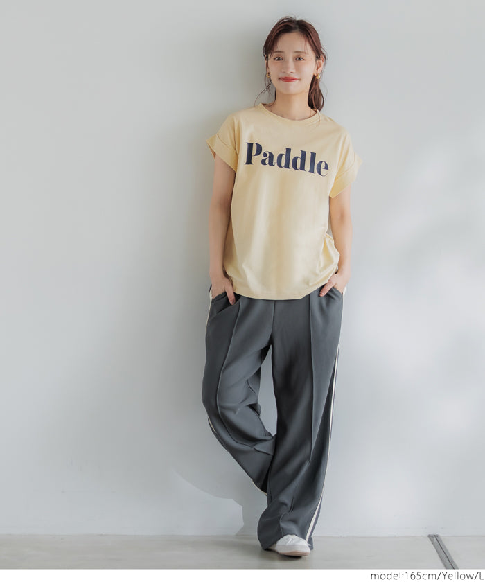 Folded French Sleeve LOGO T-Shirt Short Sleeve Top Parent-Child Outfit