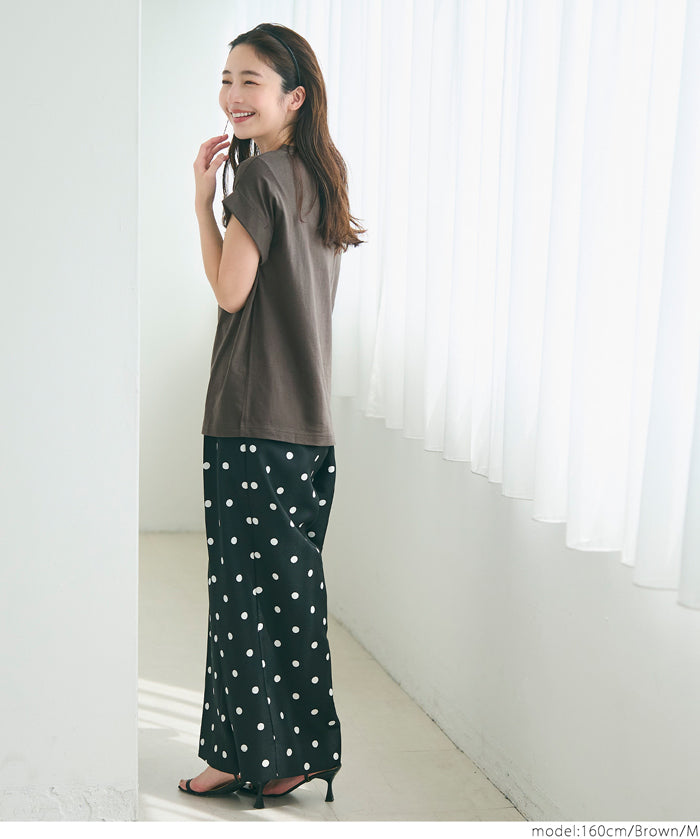 Folded French Sleeve LOGO T-Shirt Short Sleeve Top Parent-Child Outfit