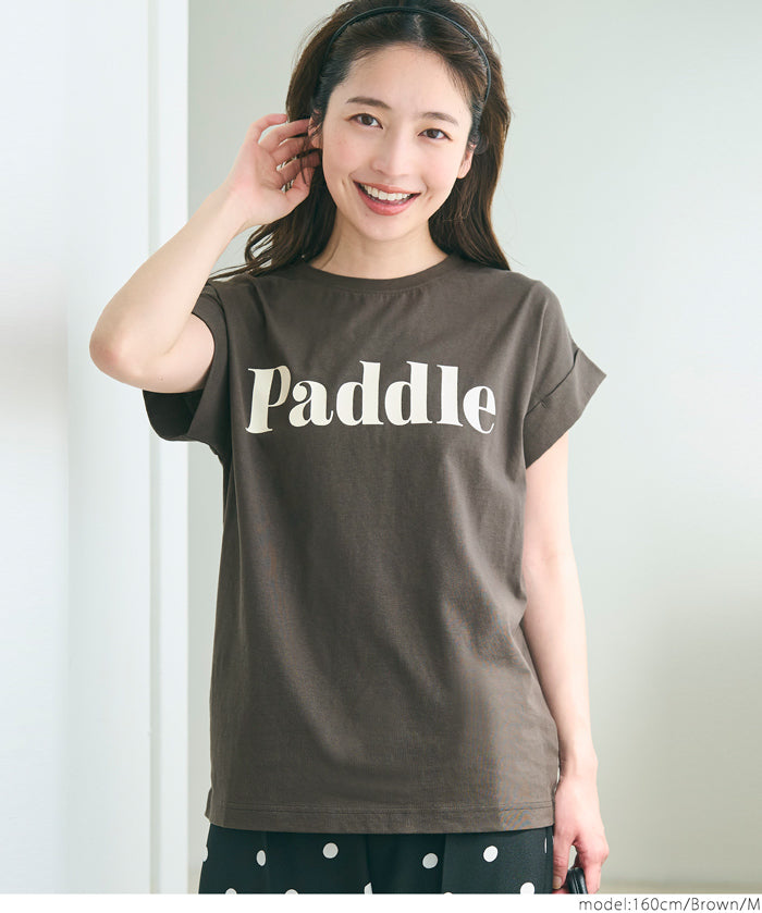 Folded French Sleeve LOGO T-Shirt Short Sleeve Top Parent-Child Outfit