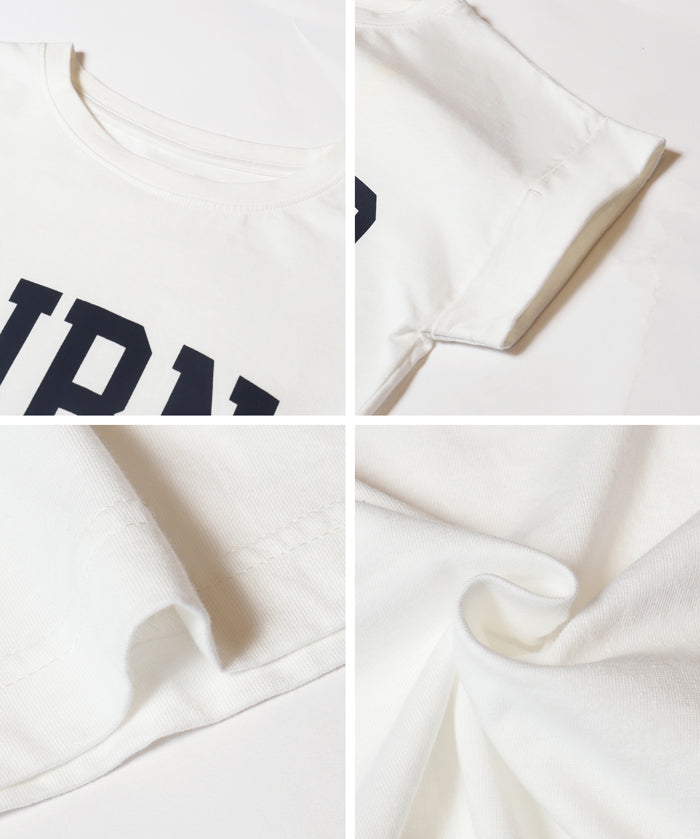 Folded French Sleeve LOGO T-Shirt Short Sleeve Top Parent-Child Outfit