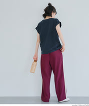 Folded cuffs textured logo short-sleeved T-shirt parent-child outfit