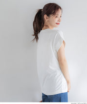 Folded cuffs textured logo short-sleeved T-shirt parent-child outfit