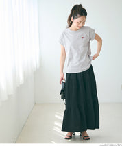 Folded cuffs textured logo short-sleeved T-shirt parent-child outfit