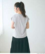 Folded cuffs textured logo short-sleeved T-shirt parent-child outfit