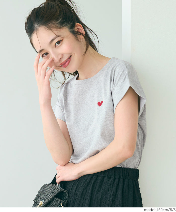 Folded cuffs textured logo short-sleeved T-shirt parent-child outfit