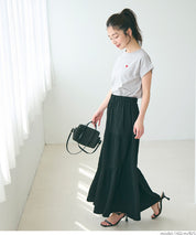 Folded cuffs textured logo short-sleeved T-shirt parent-child outfit