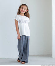 Children's clothing folded cuffs textured logo short-sleeved T-shirt parent-child wear